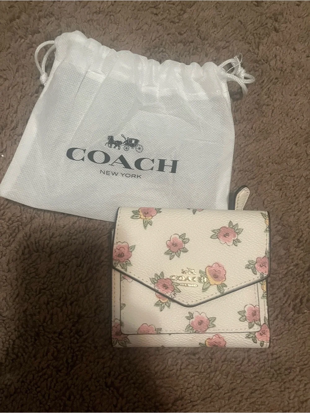 Coach Cream Wallet with Pink Floral Print